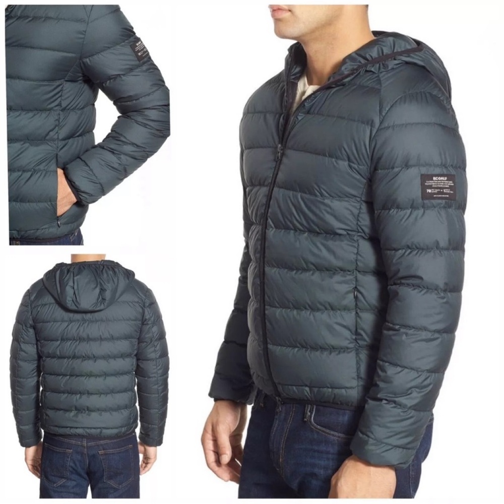 EcoAlf Down Insulated Puffer Jacket Olive Size Medium Sustainable